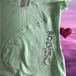 Adidas Light Green Tee with Silver Logo